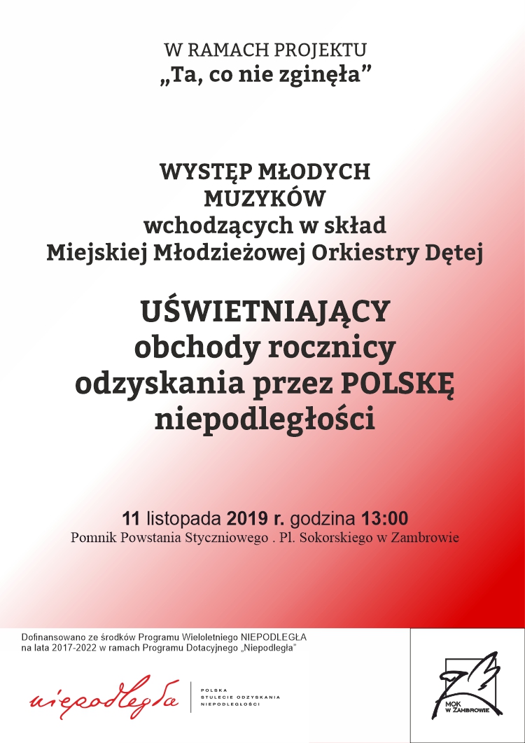 KONCERT NIEPODLEGŁOŚCIOWY, Zambrów dnia 11.11.2019r.
