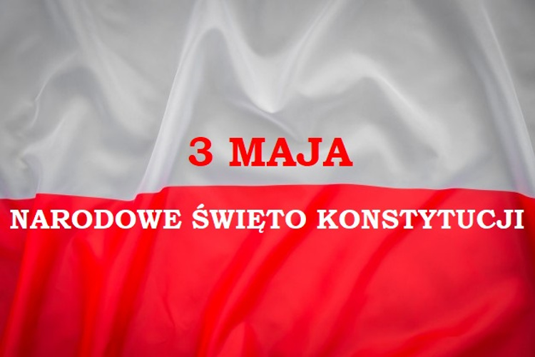 Bary Polski z napisem ŚWIĘTO KONSTYTUCJI 3 MAJA